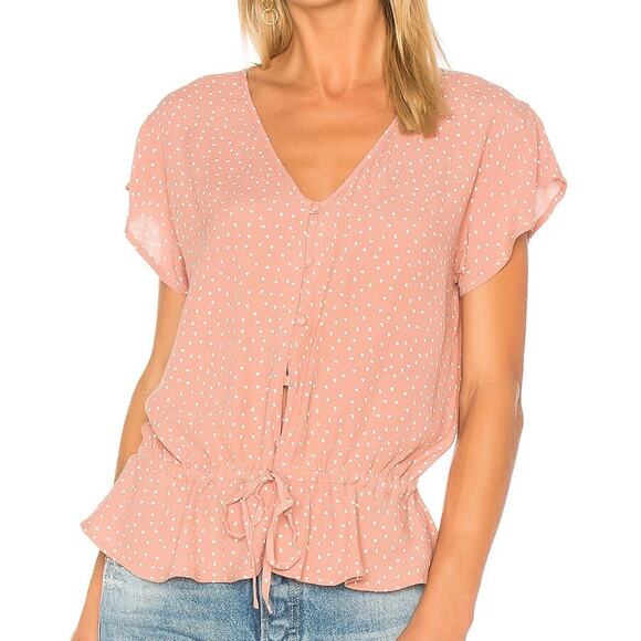 Rails Bretton Rosewood Mimi Hearts Pink V-Neck Blouse Women's Small - Picture 1 of 8